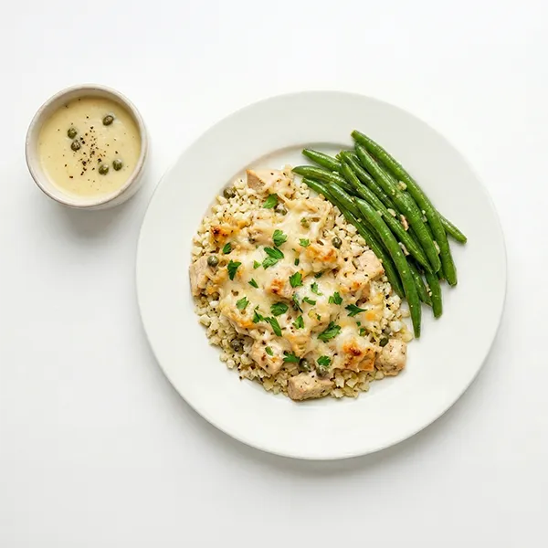 Chicken Piccata Casserole With Garlic Green Beans